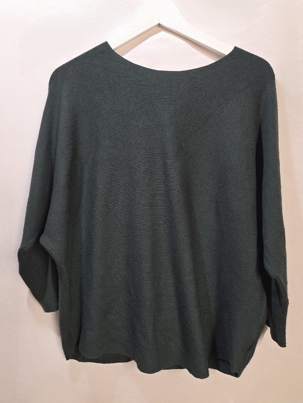 Vila Minalo Knit Dolman Sweater - Dark Green Size L Full Length Back Zipper